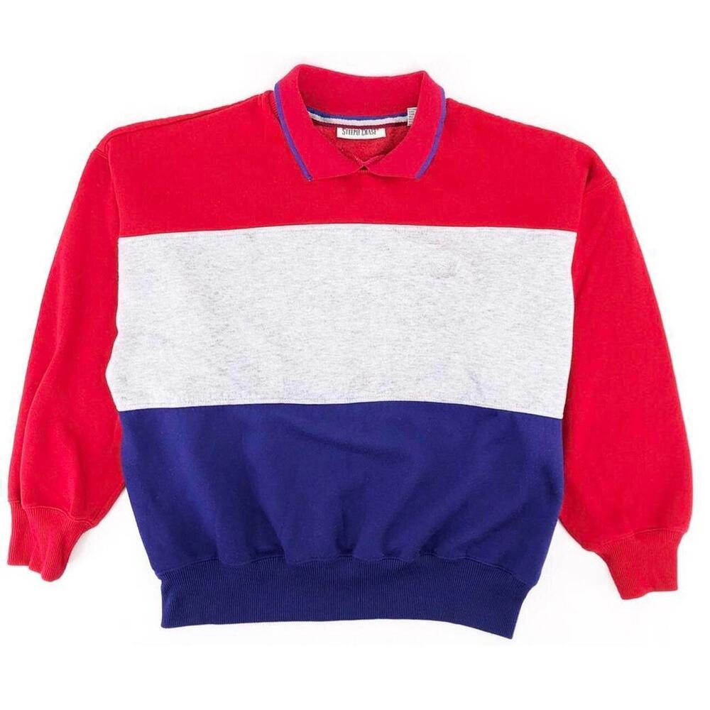 90s color block collared sweatshirt 1990s vintage